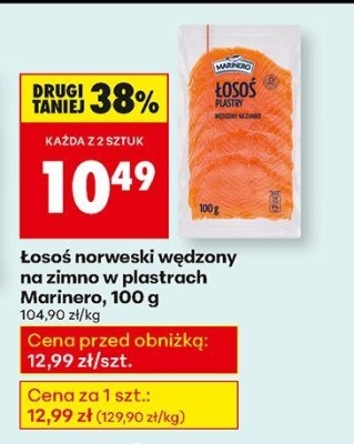 Łosoś norweski wędzony na zimno w plastrach Marinero, 100 g promocja w Biedronka
