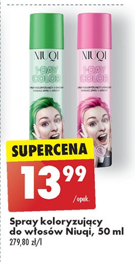 Spray do włosów koloryzujący zielony Niuqi promocja