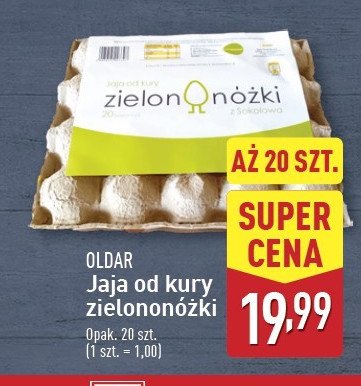Jaja od kury zielononóżki Oldar promocja w Aldi