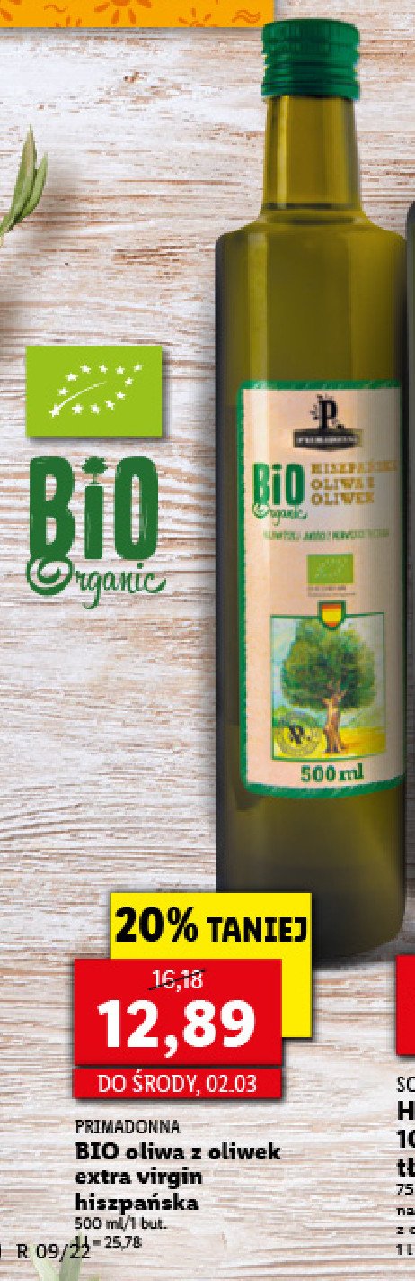 Hiszpańska oliwa z oliwek extra virgin bio Primadonna promocja
