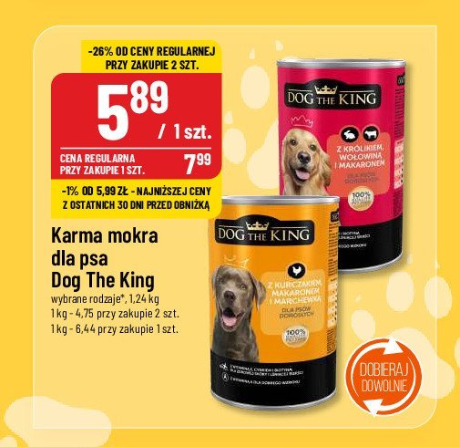 Karma dla psa z wołowiną Dog the king promocja