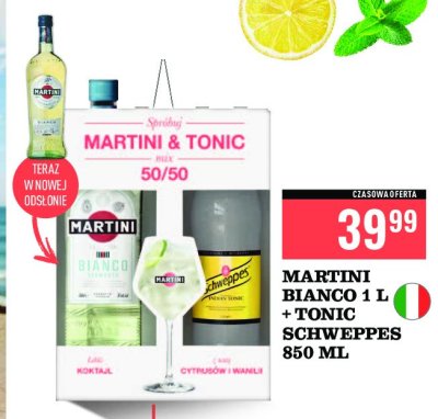 Vermuth 1 l + nap贸j schweppes indian tonic 850 ml Martini bianco promocja