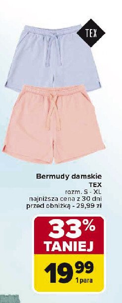 Bermudy damskie s-xl Tex promocja w Carrefour