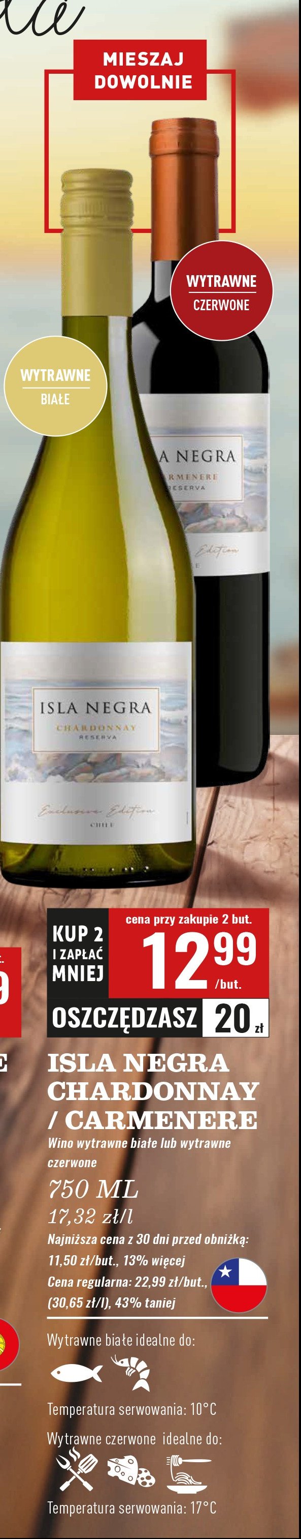 Wino ISLA NEGRA CHARDONNAY promocja w Biedronka