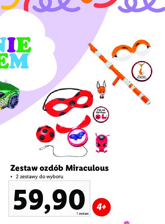 Zestaw ozdób miraculous: klipsy maska jajo motyl pomocnik biedronki promocja