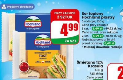 Ser topiony Hochland plastry promocja w Dino