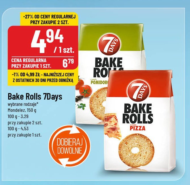 Bake rolls pomidory oliwki i oregano 7 days bake rolls promocja