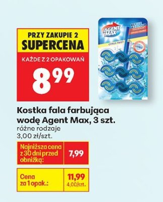 Kostka fala farbująca wodę Agent Max, 3 szt. (różne rodzaje) promocja w Biedronka