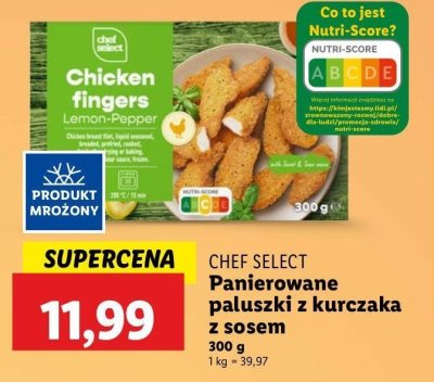 Panierowane paluszki z kurczaka z sosem Chef select promocja