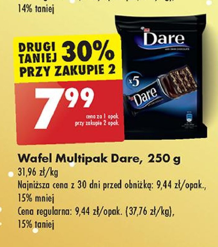 Wafelki w ciemnej czekoladzie Eti dare promocja