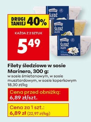 Filety śledziowe w sosie Marinero, 300 g w sosie śmietanowym promocja w Biedronka