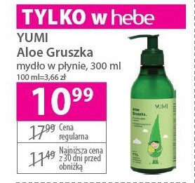 Mydło do rąk intensywne nawilżenie aloe gruszka Yumi cosmetics promocja