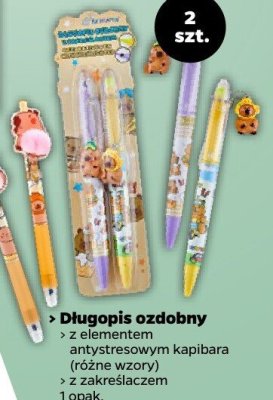 Długopis ozdobny z 2 elementem antystresowym kapibara  promocja w Netto