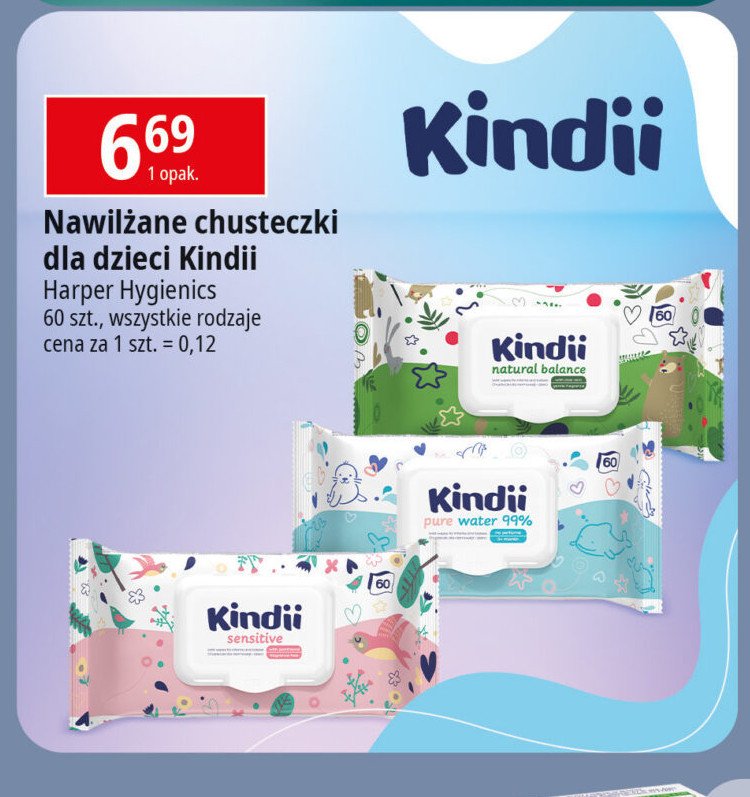 Chusteczki wilgotne sensitive Cleanic kindii promocja w Leclerc