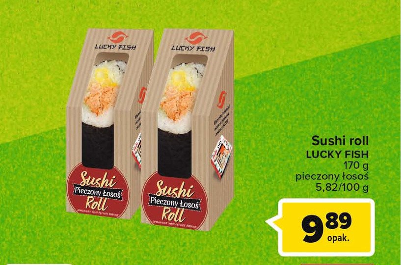 Sushi roll pieczony łosoś Lucky fish promocja