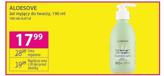 Żel myjący do twarzy ALOESOVE promocja