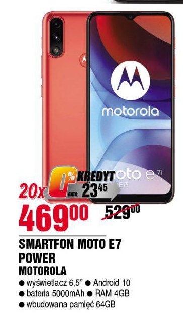 Smartfon e7 power czerwony Motorola promocja