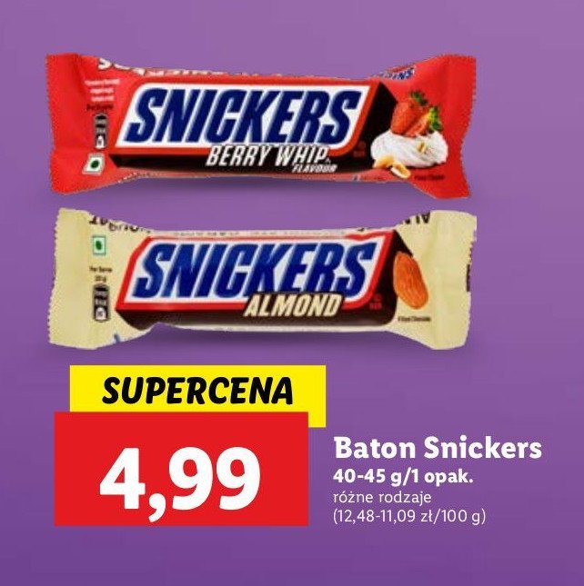 Baton SNICKERS ALMOND promocja w Lidl