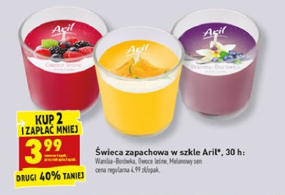 Świeca zapachowa wanilia-borówka Aril promocja