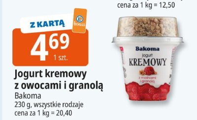 Jogurt kremowy z owocami i granolą Bakoma promocja w Leclerc