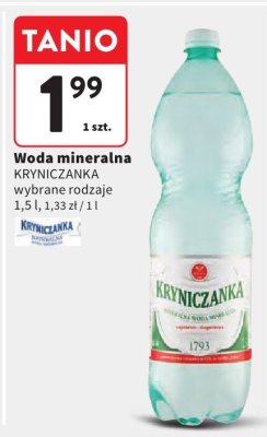 Woda mineralna wybrane rodzaje Kryniczanka promocja w Intermarche