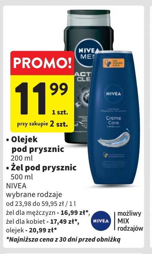 Olejek pod prysznic Nivea promocja w Intermarche