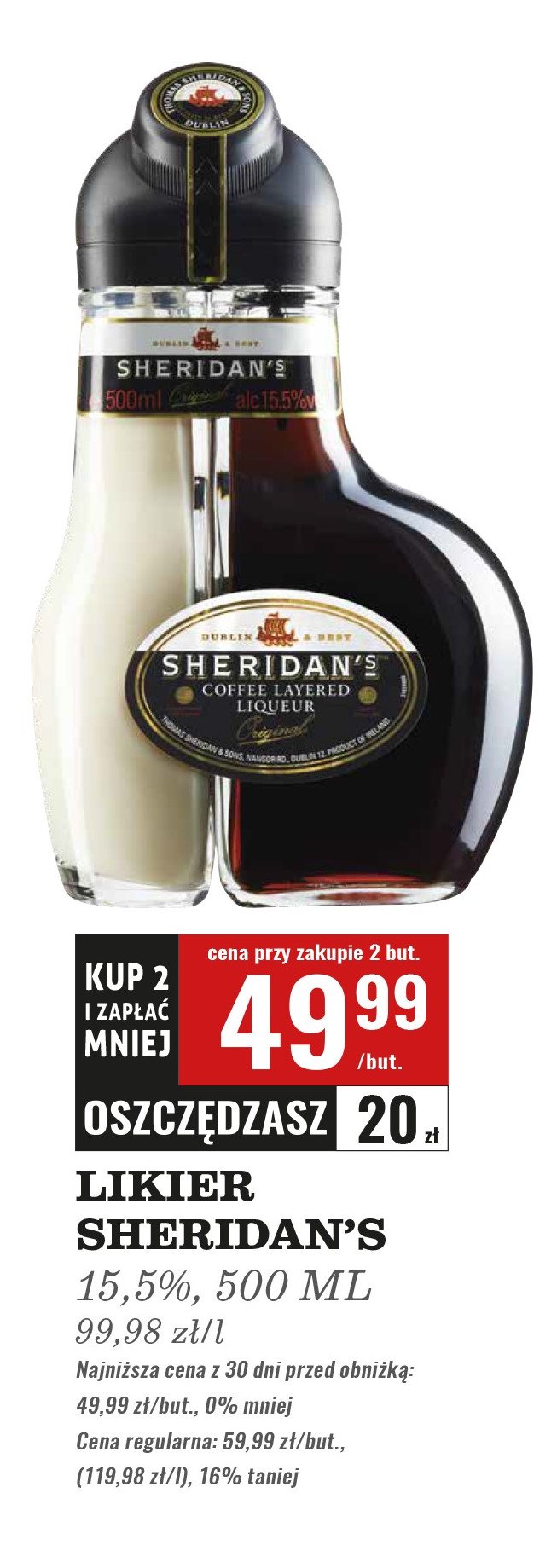 Likier Sheridan's coffee promocja w Biedronka