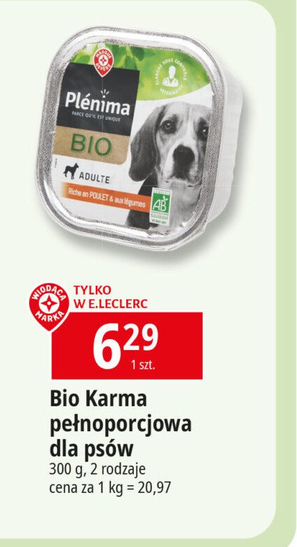 Karma dla psa bio wołowina WIODĄCA MARKA PLENIMA Wiodąca marka promocja