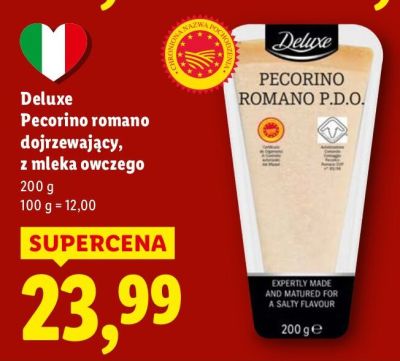 Ser pecorino romano dojrzewający z mleka owczego Deluxe promocja w Lidl