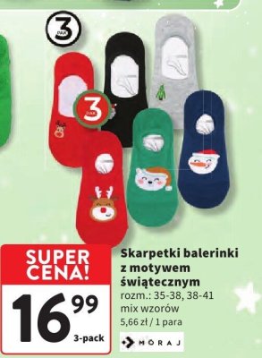 Skarpetki balerinki z motywem świątecznym Moraj promocja w Intermarche