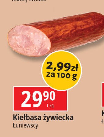 Kiełbasa żywiecka ŁUNIEWSCY promocja w Leclerc