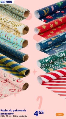 Papier do pakowania prezentów 200 x 70 cm różne warianty promocja w Action