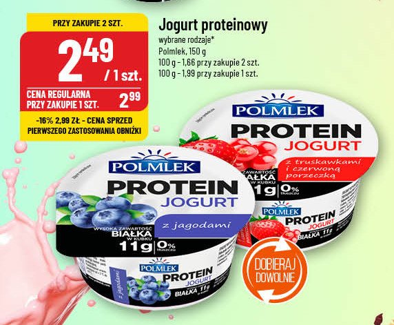 Jogurt protein jagodowy Polmlek promocja w POLOmarket