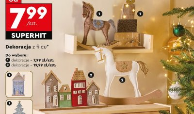 Dekoracja z filcu konik na biegunach brązowy promocja w Biedronka