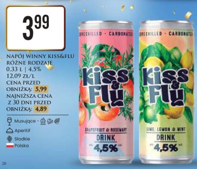 Napój Winny Kiss&Flu, różne rodzaje promocja w Dino