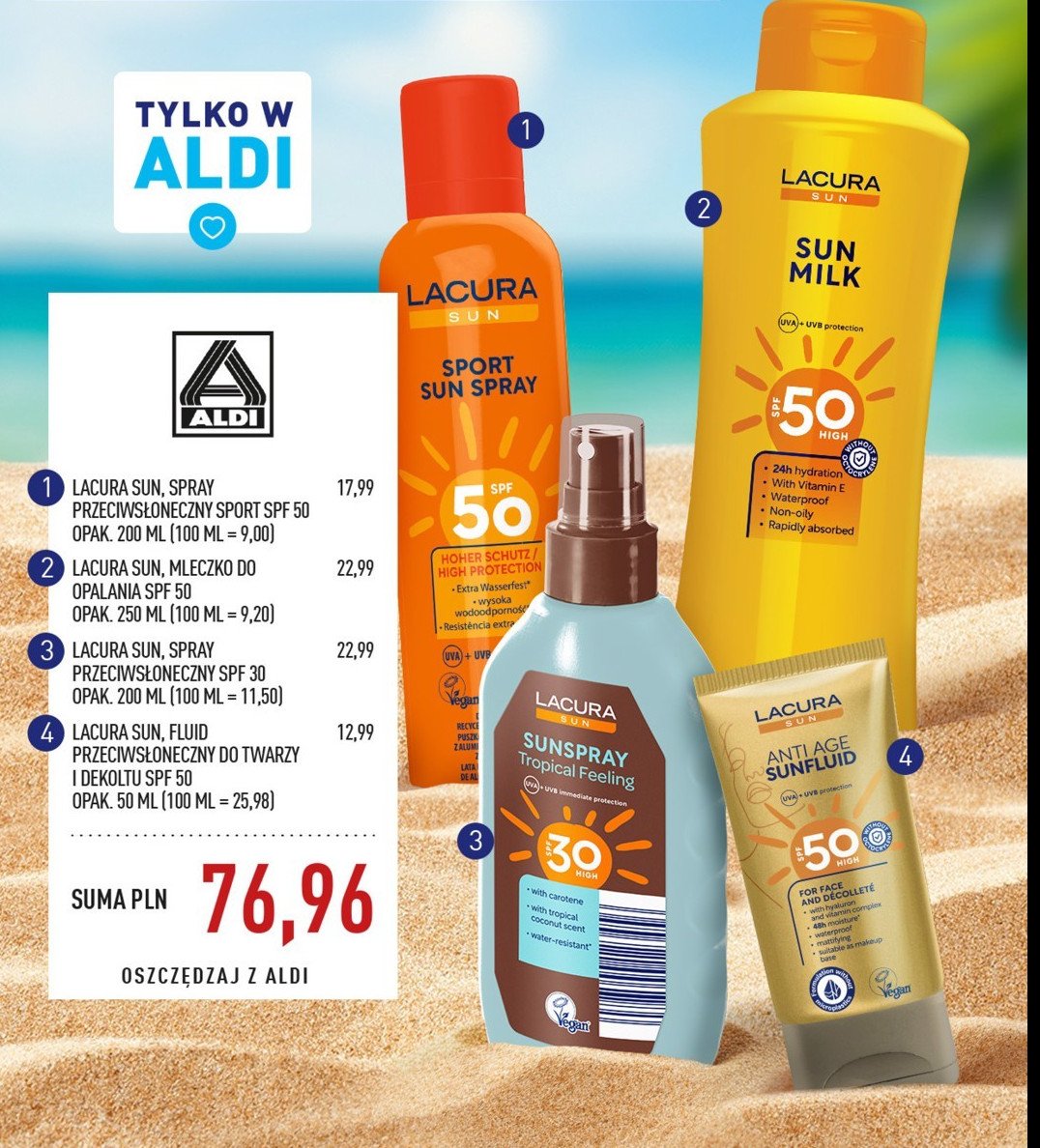 Spray przeciwsłoneczny sport spf 50 Lacura sun promocja