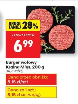 Burger wołowy Kraina Mięs, 200 g promocja w Biedronka