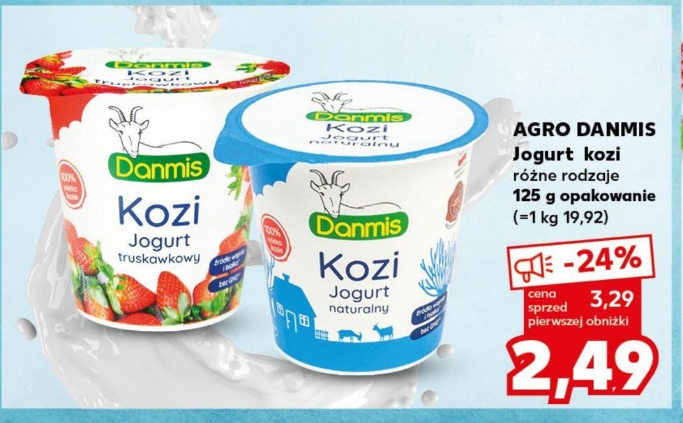 Jogurt z mleka koziego truskawkowy Danmis promocja