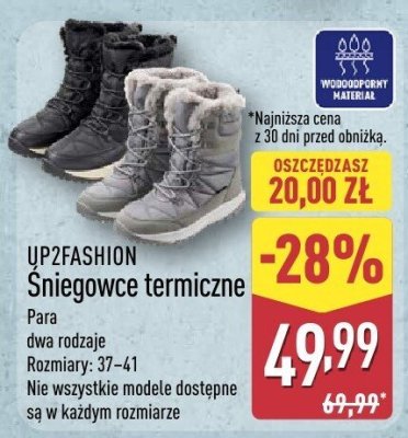 Śniegowce termiczne, 2 rodzaje UP2FASHION promocja w Aldi