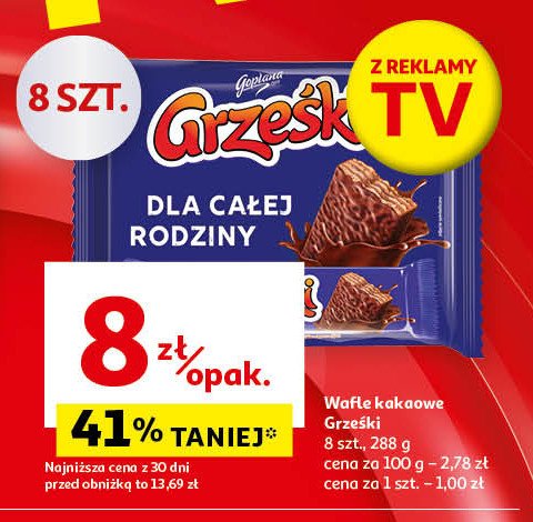 Wafelek kakaowy w czekoladzie deserowej Grześki promocja