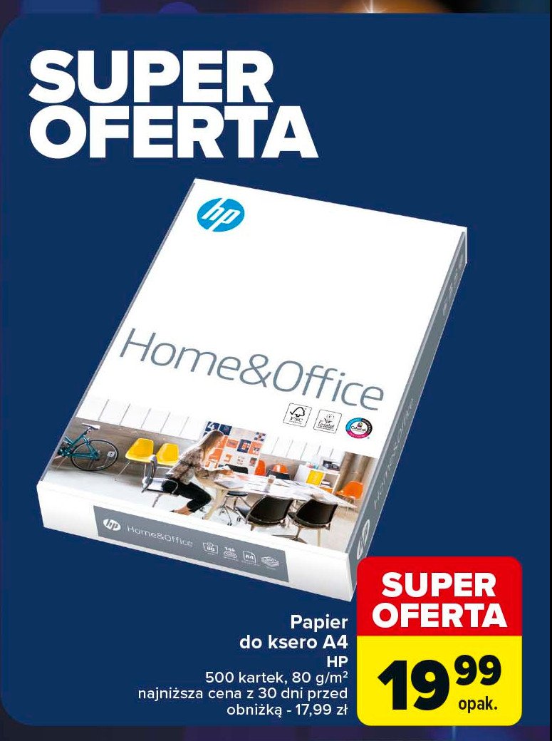 Papier ksero home&office 500 arkuszy Hp promocja w Carrefour Market