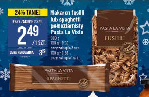 Makaron spaghetti pełnoziarnisty Pasta la vista promocja