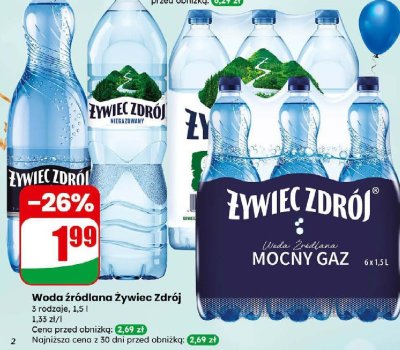 Woda źródlana 3 rodzaje 1,5l promocja w Dino