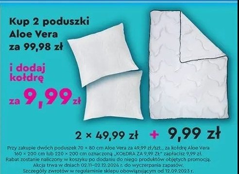 Kołdra aloe vera 220 x 200 cm promocja w Biedronka