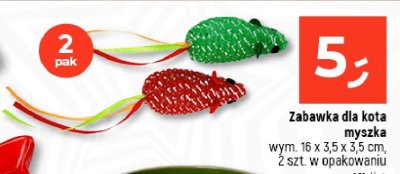 Zabawka dla kota myszka wym. 16 x 3,5 x 3,5 cm, 2 szt. w opakowaniu promocja w Dealz