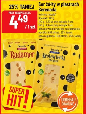 Ser żółty w plastrach Serenada różne rodzaje promocja w POLOmarket