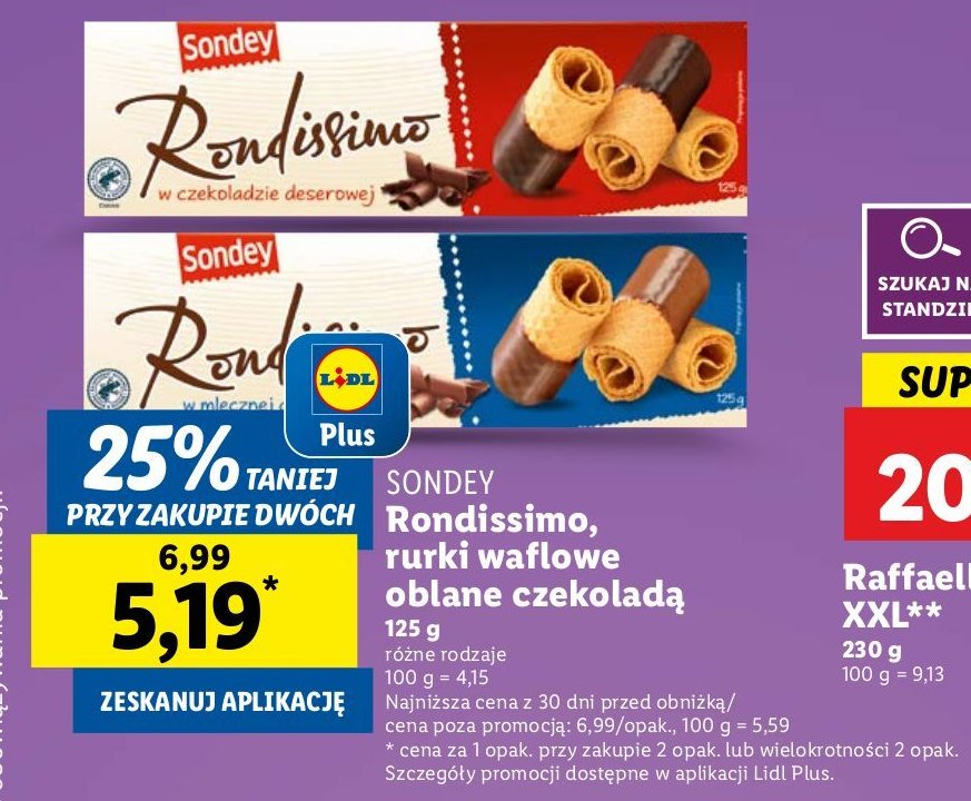 Ciastka rondissimo w mlecznej czekoladzie Sondey promocja