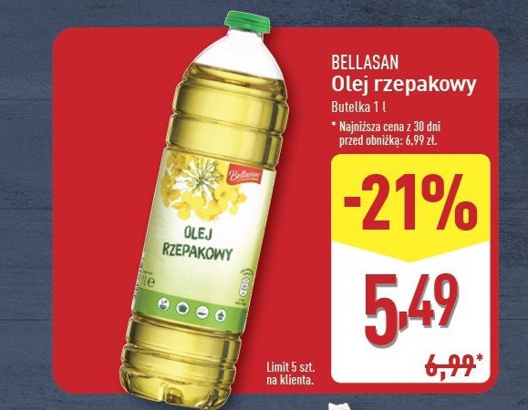 Olej rzepakowy Bellasan promocja w Aldi