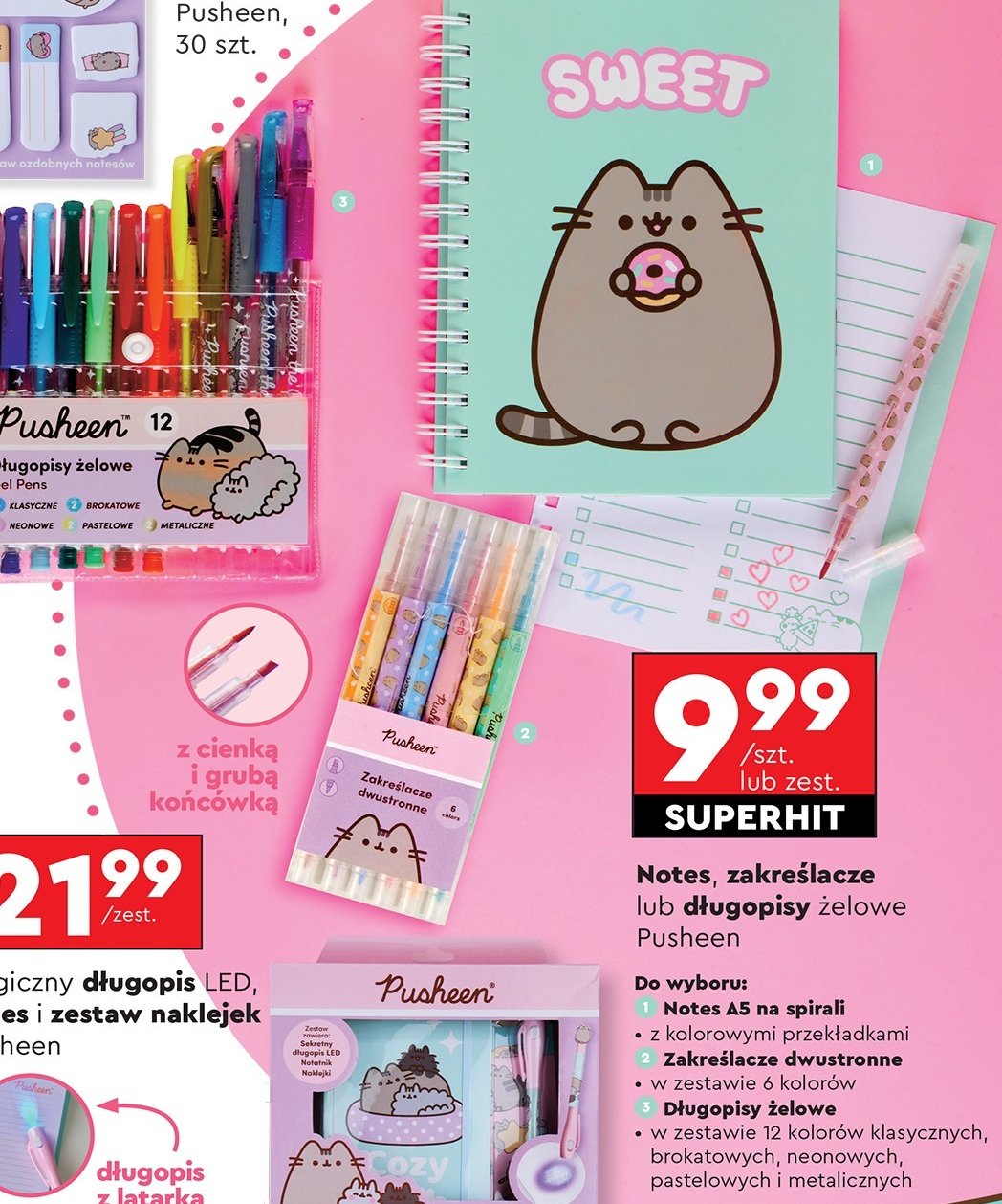 Długopisy żelowe Pusheen promocja