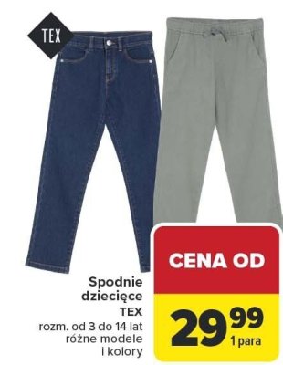 Spodnie dziecięce TEX różne modele i kolory promocja w Carrefour